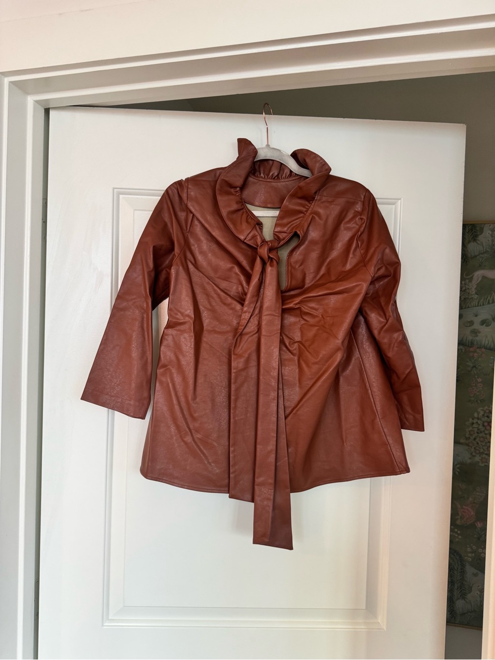 Tuckernuck Cognac Brown Faux Leather Faye Blouse - Picture 4 of 8